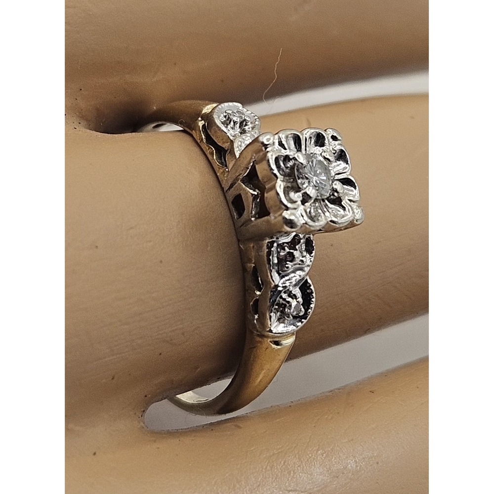 Vtg 14K Yellow Gold Diamond Ring 2.3g Fine Jewelry Size 7 - Picture 11 of 16
